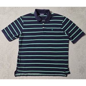 Polo Golf Ralph Lauren Polo Shirt Men's XL Navy Blue Green Striped Pima Cotton‎